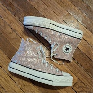 Pink Glitter Platform Converse High Tops